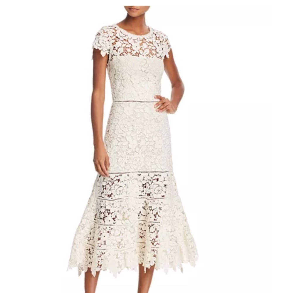 Joie Caledonia White Lace Midi Dress Bridal Shower Wedding Size 4